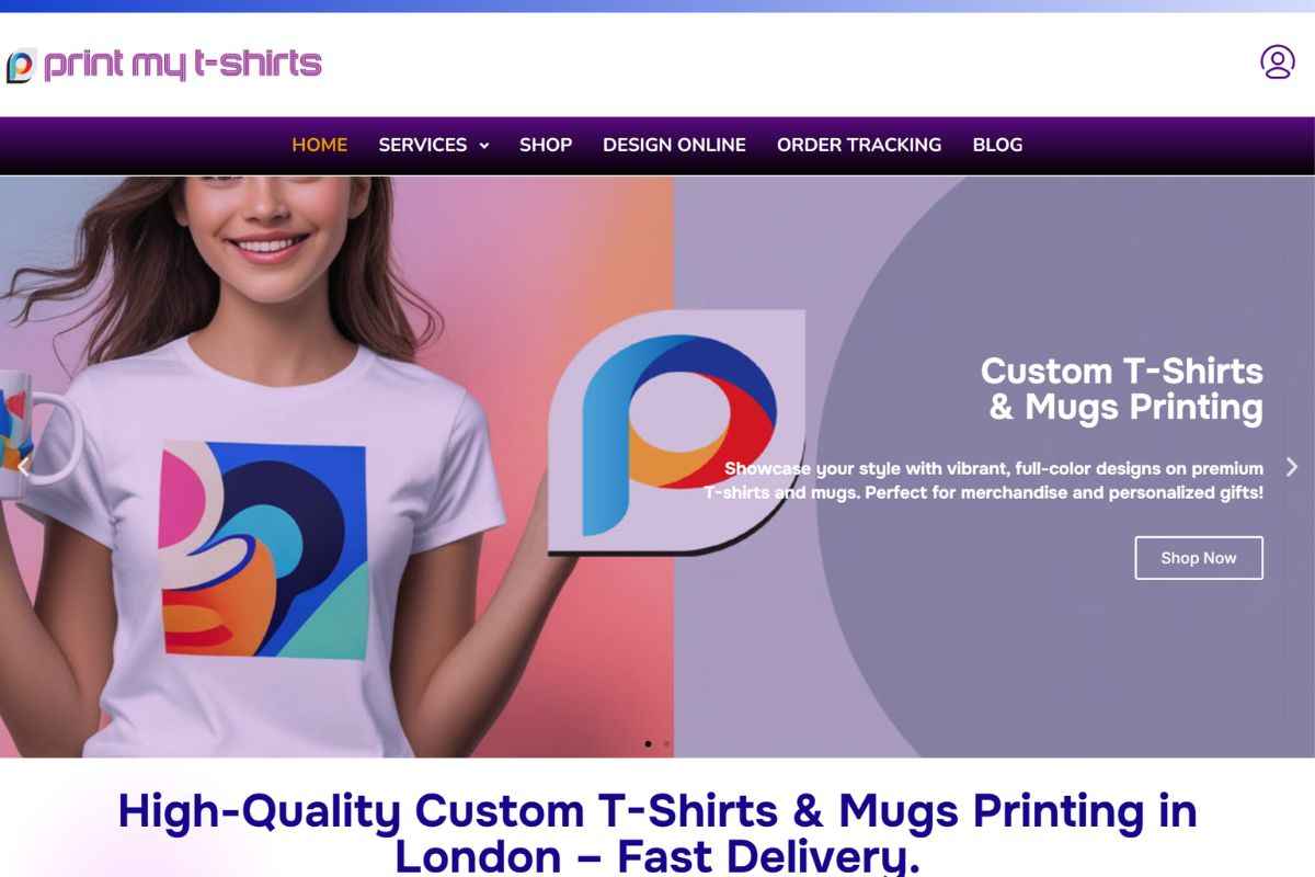 T shirt printing ecommerce website design UK